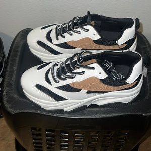 White black and brown chunky sneaker
